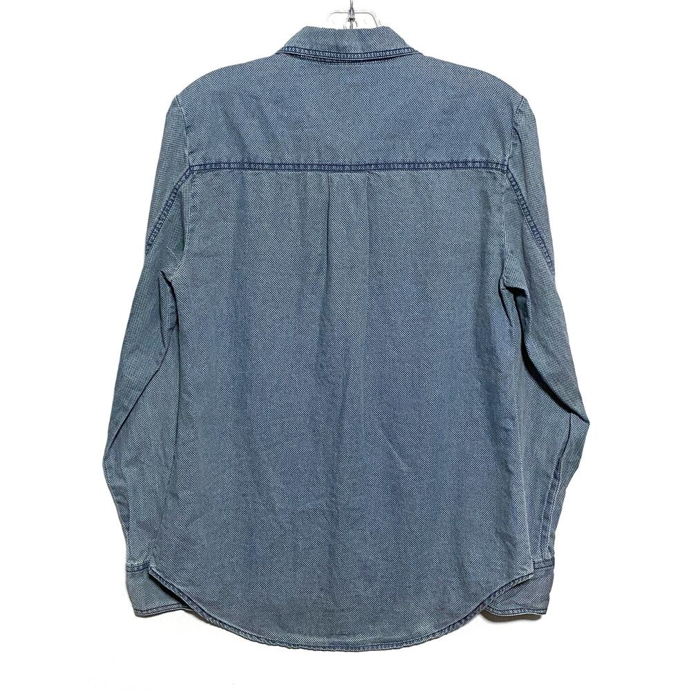 Liverpool Blue Chambray Fitted Button Down Shirt Women S Geometric Flowy Classic - Picture 3 of 8